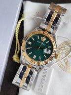 Versace Greca Time VE3K00422 Men's Watch – Green Dial, Two-Tone Stainless Steel, Quartz