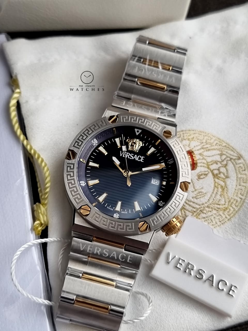 Versace Greca Logo Divers VE8G00424 Men's Watch – Black Dial, Two-Tone Stainless Steel, Quartz