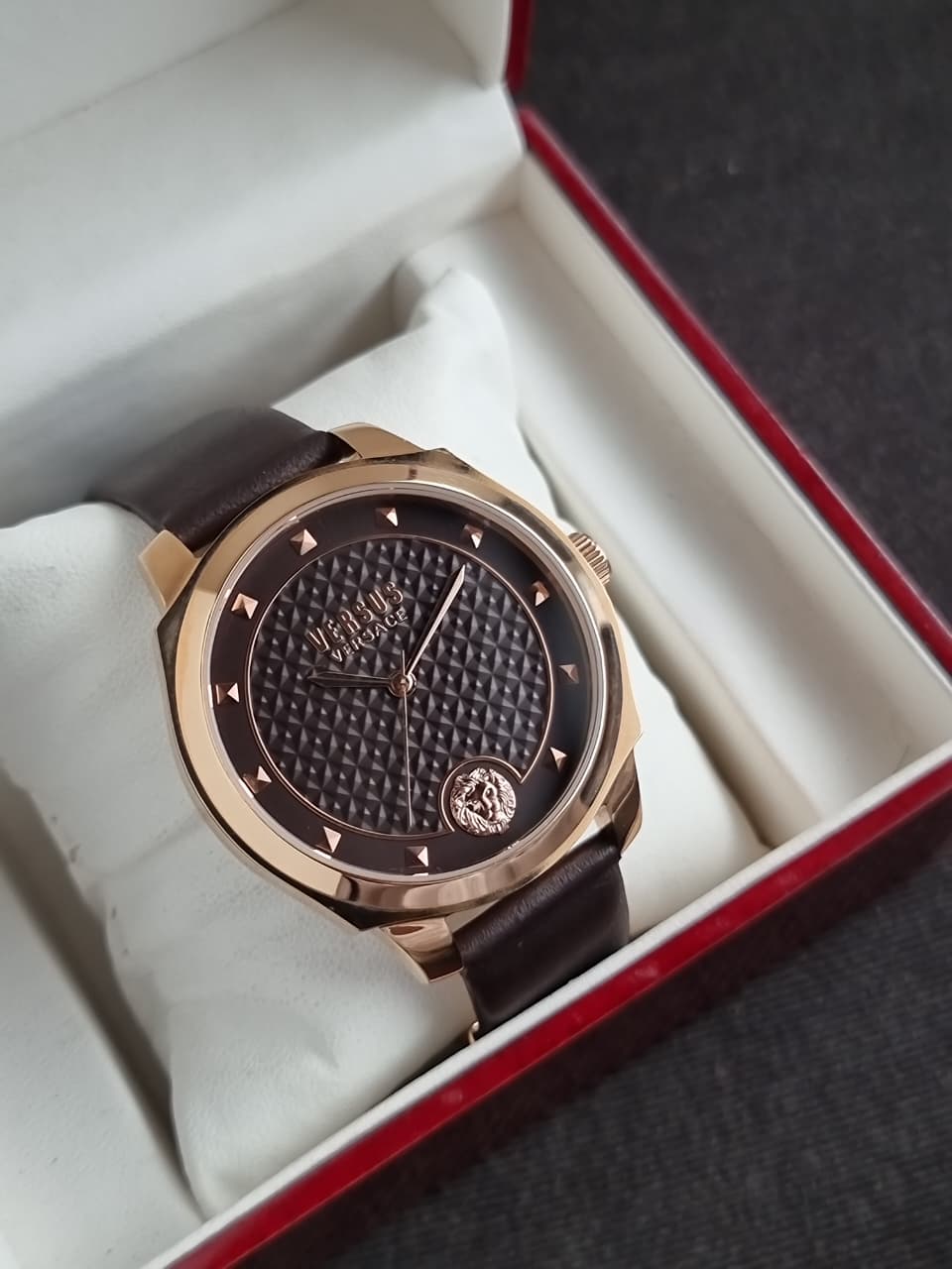 Versus Versace Men's Watch – 42mm, Brown Dial, Brown Leather Strap, Quartz