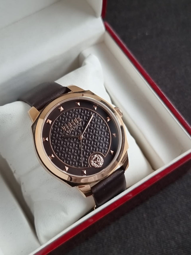 Versus Versace Men's Watch – 42mm, Brown Dial, Brown Leather Strap, Quartz Main Image