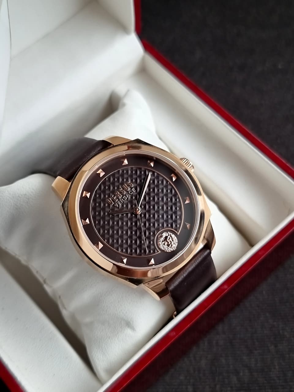 Versus Versace Men's Watch – 42mm, Brown Dial, Brown Leather Strap, Quartz