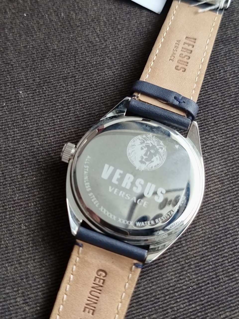 Versus Versace Men's Watch – 42mm, Blue Dial, Blue Leather Strap, Silver Case, Quartz