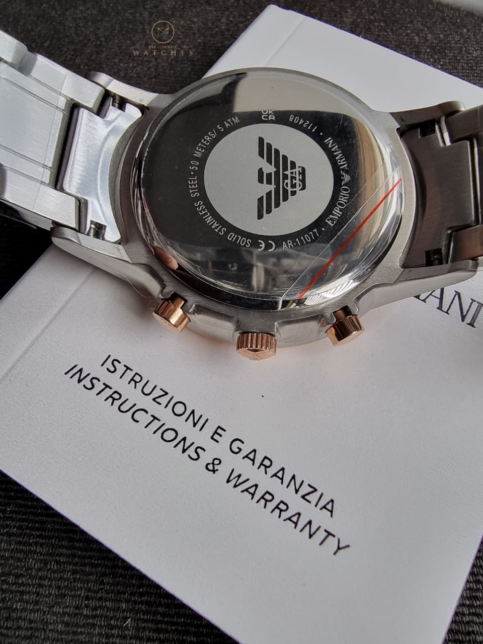 Emporio Armani Men’s Quartz Stainless Steel Black Dial 43mm Watch AR11077