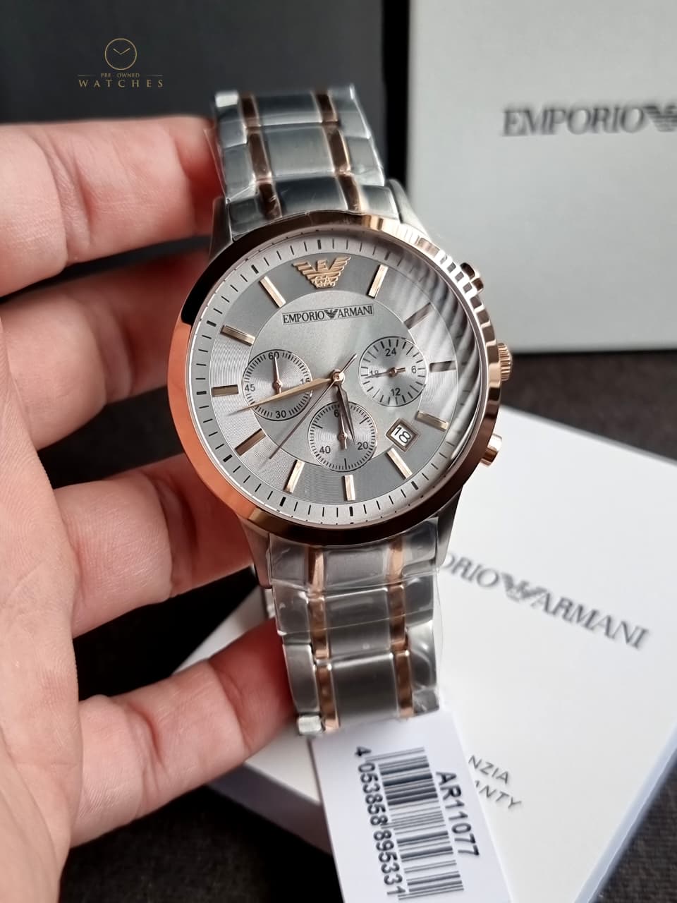 Emporio Armani Men’s Quartz Stainless Steel Black Dial 43mm Watch AR11077