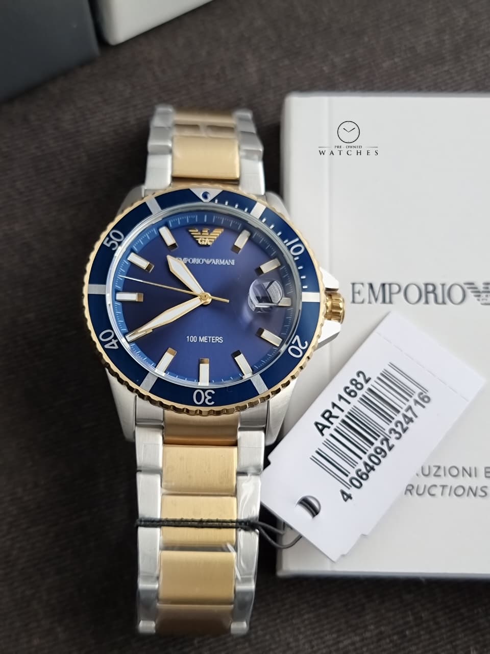 Emporio Armani World Explorer A11682 Men's Watch – Blue Dial, Stainless Steel, Quartz