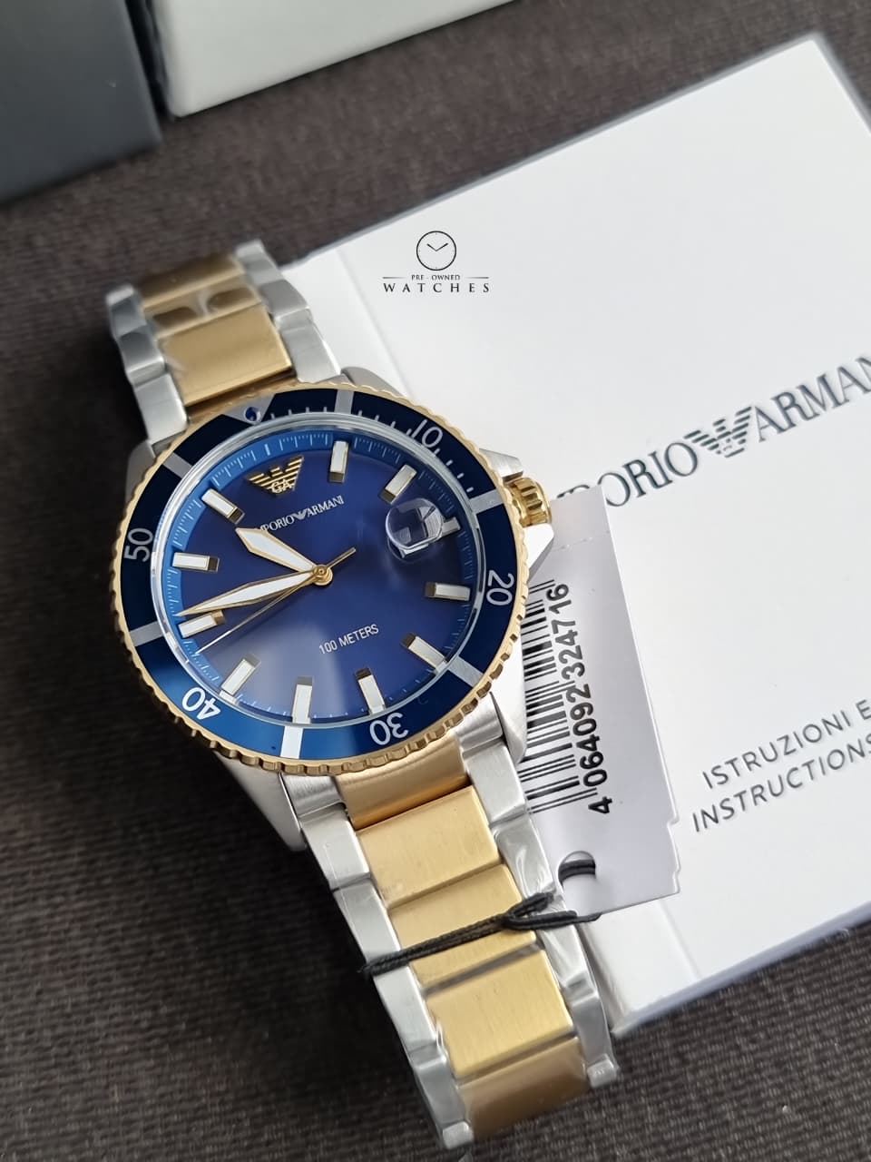 Emporio Armani World Explorer A11682 Men's Watch – Blue Dial, Stainless Steel, Quartz