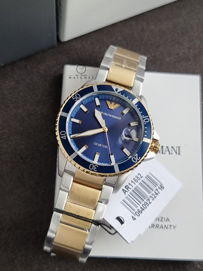 Emporio Armani World Explorer A11682 Men's Watch – Blue Dial, Stainless Steel, Quartz Hover Image