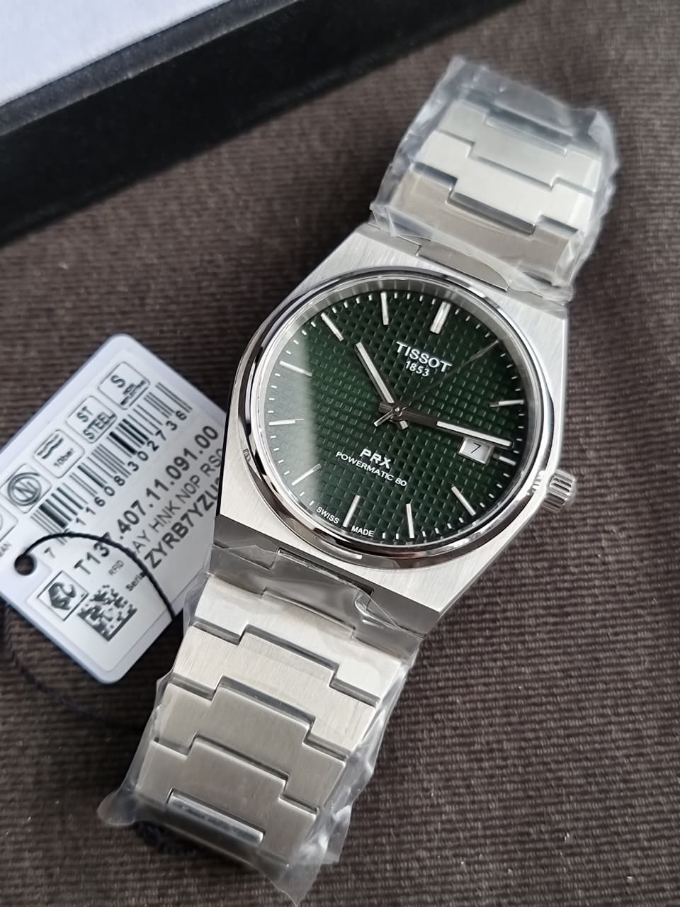 Tissot PRX Powermatic 80 Silver Stainless Steel Green Dial Automatic Watch for Gents - T137.407.11.091.00