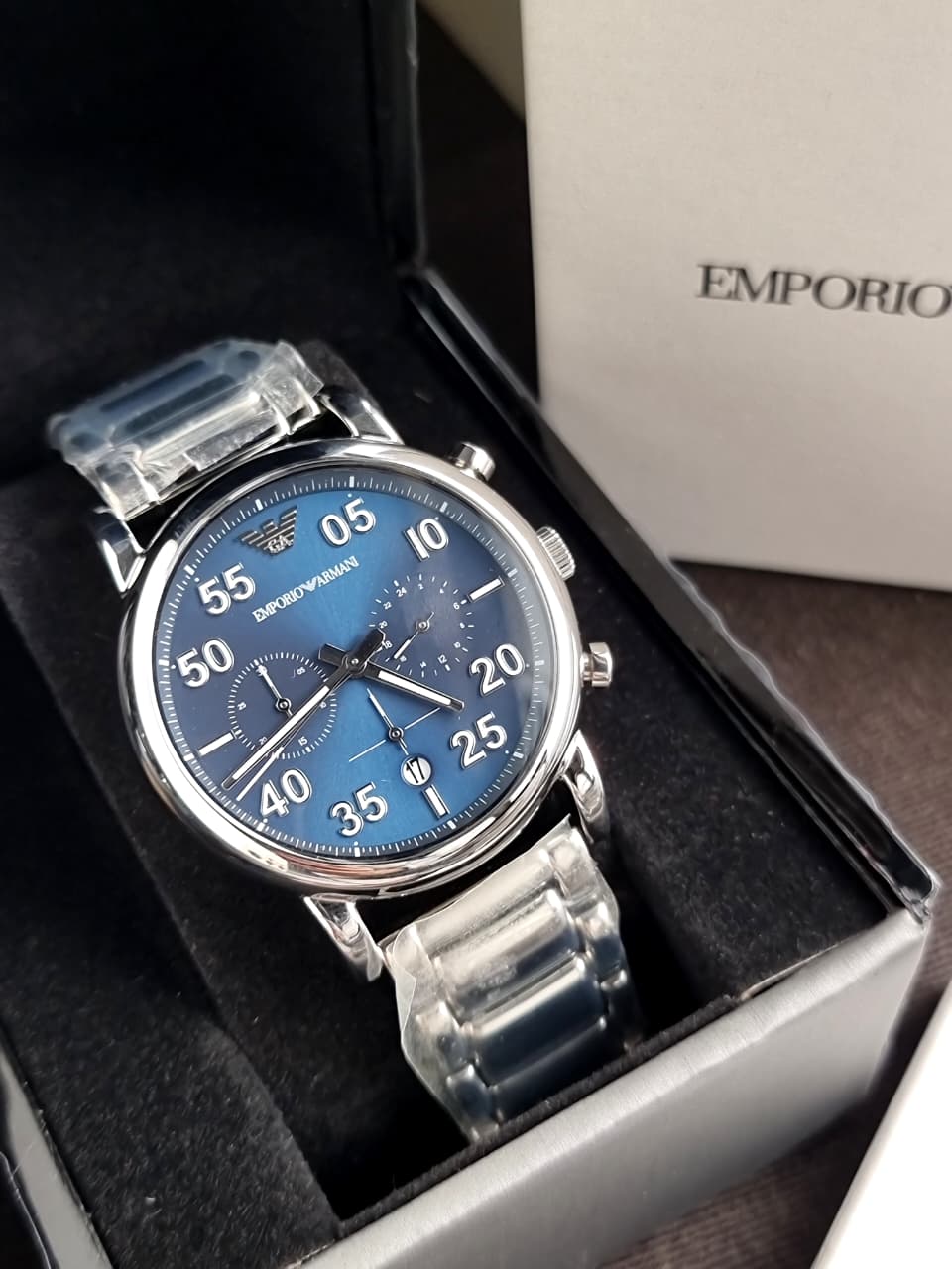 Emporio Armani Men’s Chronograph Quartz Stainless Steel Blue Dial 42mm Watch AR11132