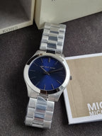 Michael Kors MK8988 Watch – Slim Runway, 42mm, Blue Dial, Stainless Steel, Quartz