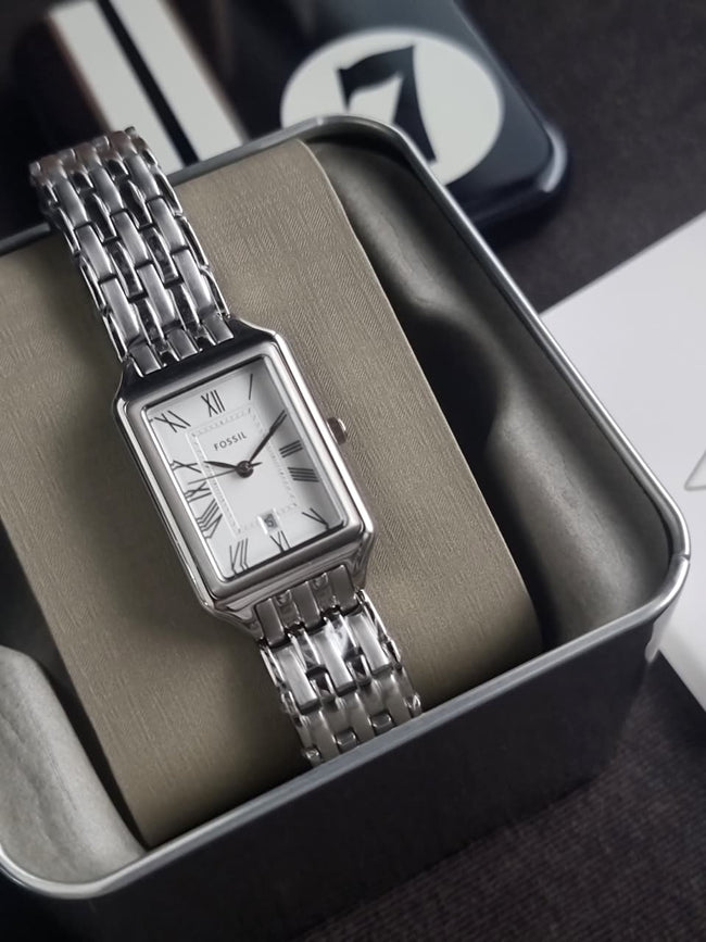 Fossil Raquel ES5221 Women's Watch – 23mm Silver Dial, Stainless Steel, Quartz Hover Image