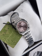 Luxury Gucci G-Flat Women’s Watch 24mm – Pink Dial Stainless Steel Diamond Index – YA166501