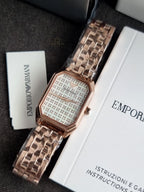 Emporio Armani Women’s Quartz Rose Gold Stainless Steel Mother of Pearl Dial 24mm Watch AR11389