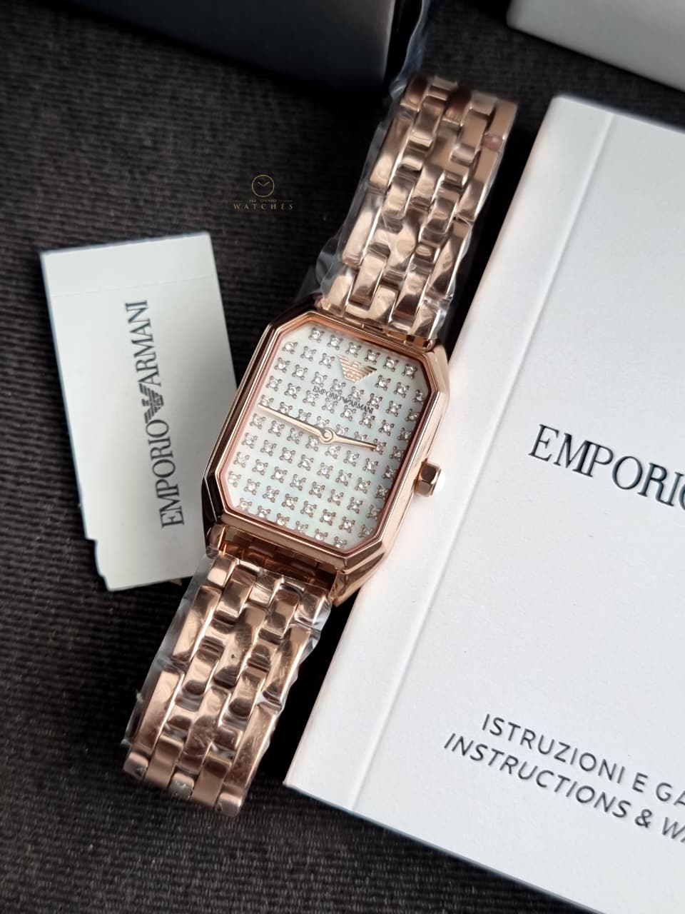 Emporio Armani Women’s Quartz Rose Gold Stainless Steel Mother of Pearl Dial 24mm Watch AR11389