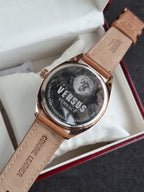 Versus Versace 44mm Rose Gold Case Brown Leather Strap Quartz Men's Watch
