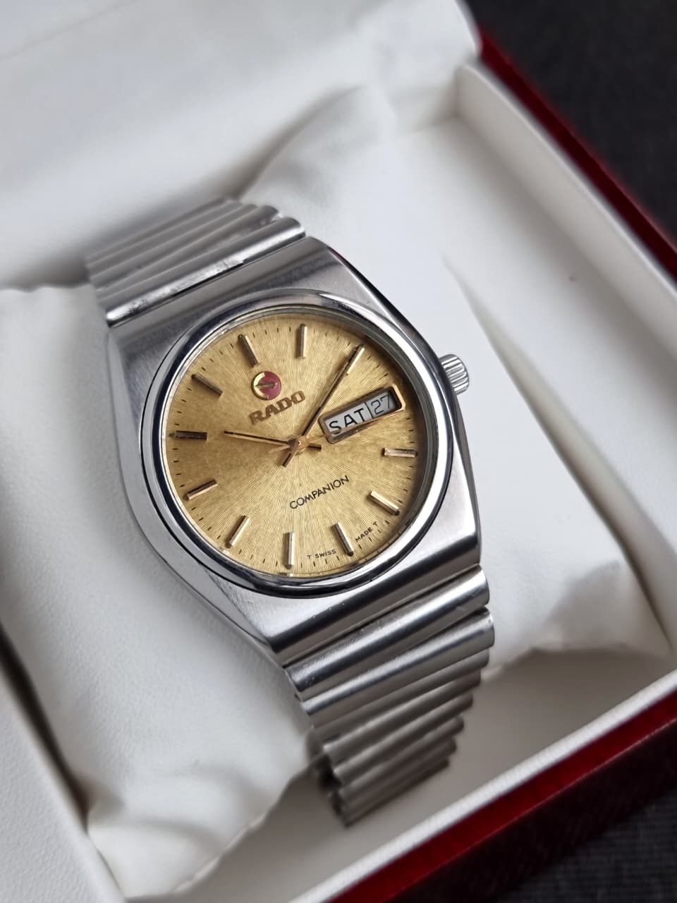Rado Vintage Golden Dial Silver Case 36mm Men's Watch