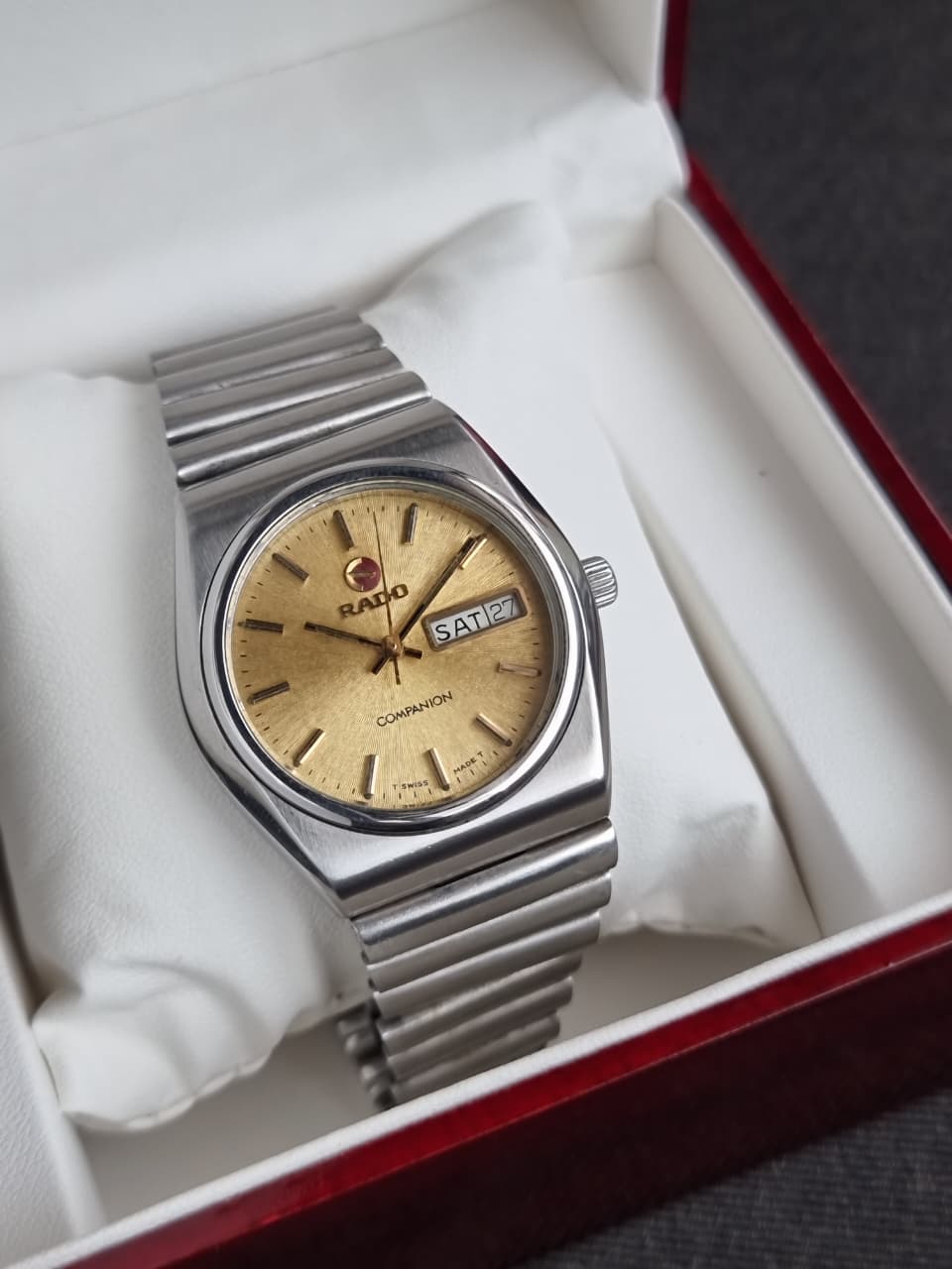 Rado Vintage Golden Dial Silver Case 36mm Men's Watch