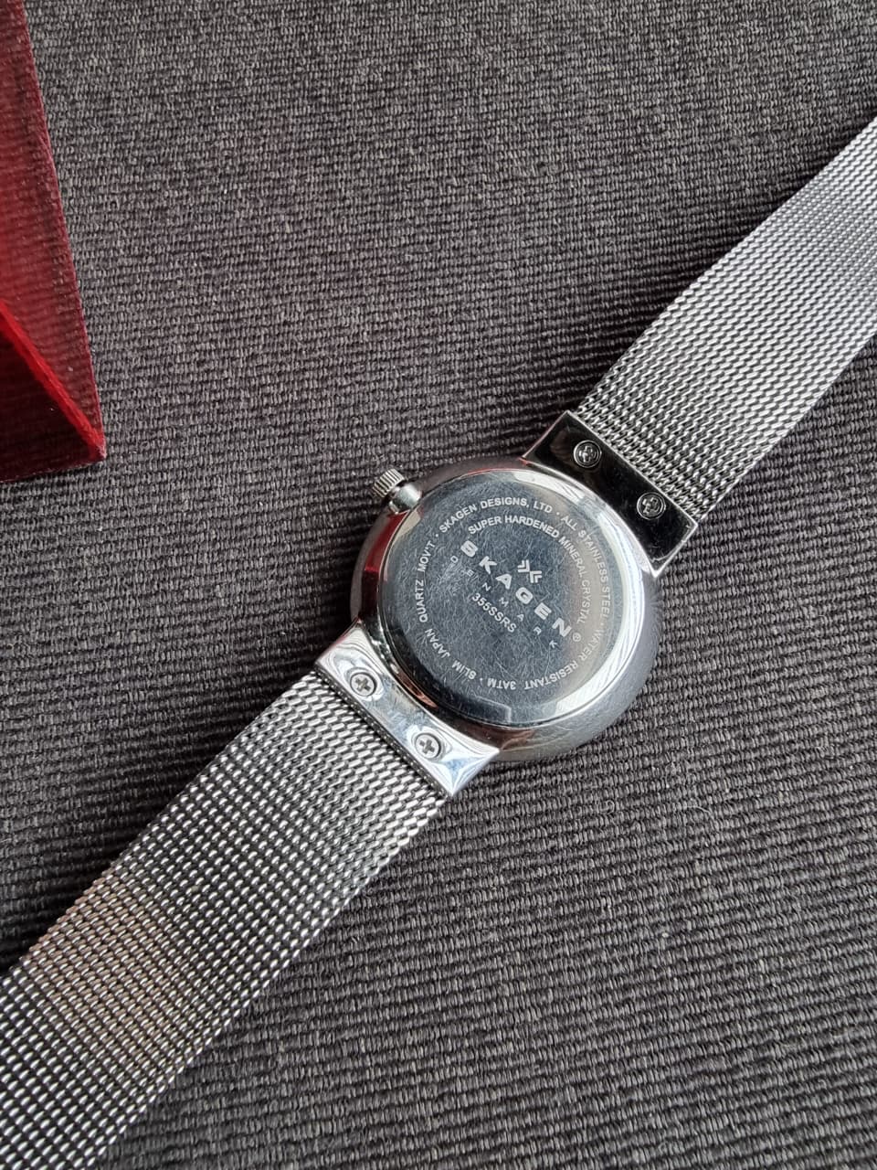 Skagen Titanium Two-tone Mesh Bracelet Mother of pearl Dial Quartz Watch for Ladies - 355SSRS