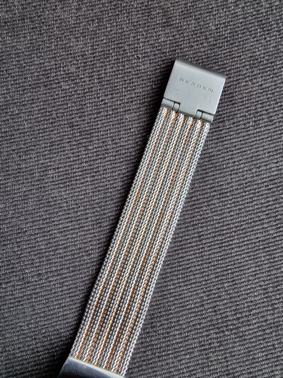 Skagen Titanium Two-tone Mesh Bracelet Mother of pearl Dial Quartz Watch for Ladies - 355SSRS