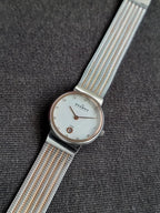 Skagen Titanium Two-tone Mesh Bracelet Mother of pearl Dial Quartz Watch for Ladies - 355SSRS