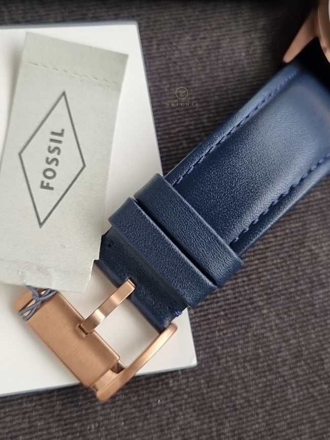 Fossil Flynn Mechanical Navy Leather Men's Watch BQ2219 Main Image