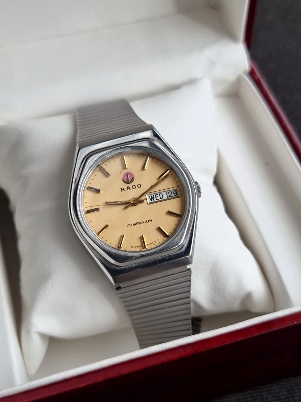 Rado Vintage Automatic 34mm Golden Dial Silver Chain