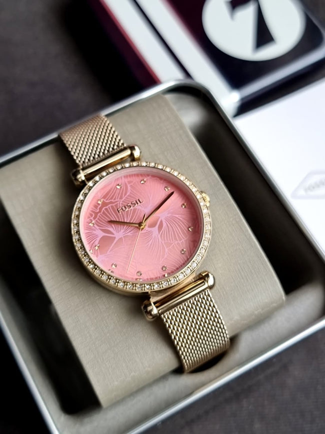 Fossil Tillie Quartz Crystal Pink Dial Women's Watch – BQ3777 Main Image