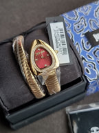 Just Cavalli Signature Snake Gold-Tone Red Dial Ladies Watch – JC1L249M0025