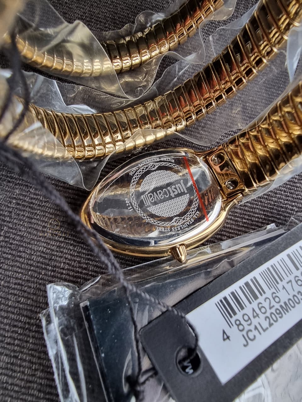 Just Cavalli Signature Snake Gold-Tone Dial Ladies Watch – JC1L209M0035