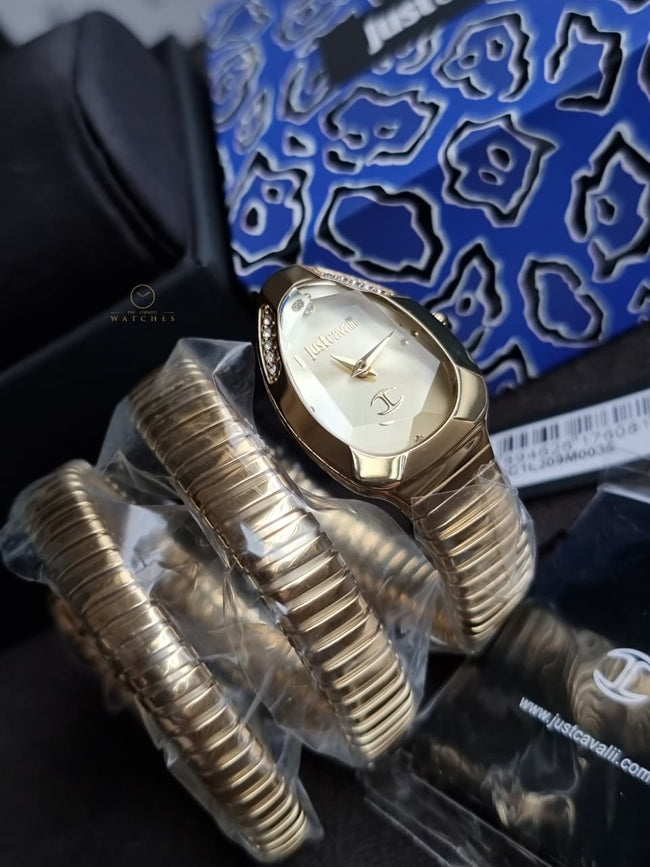 Just Cavalli Signature Snake Gold-Tone Dial Ladies Watch – JC1L209M0035 Hover Image