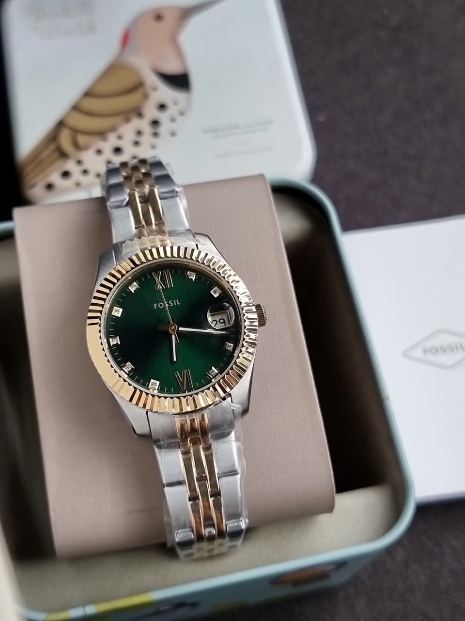 Fossil Scarlette Three-Hand Date Two-Tone Stainless Steel Watch (ES5388)