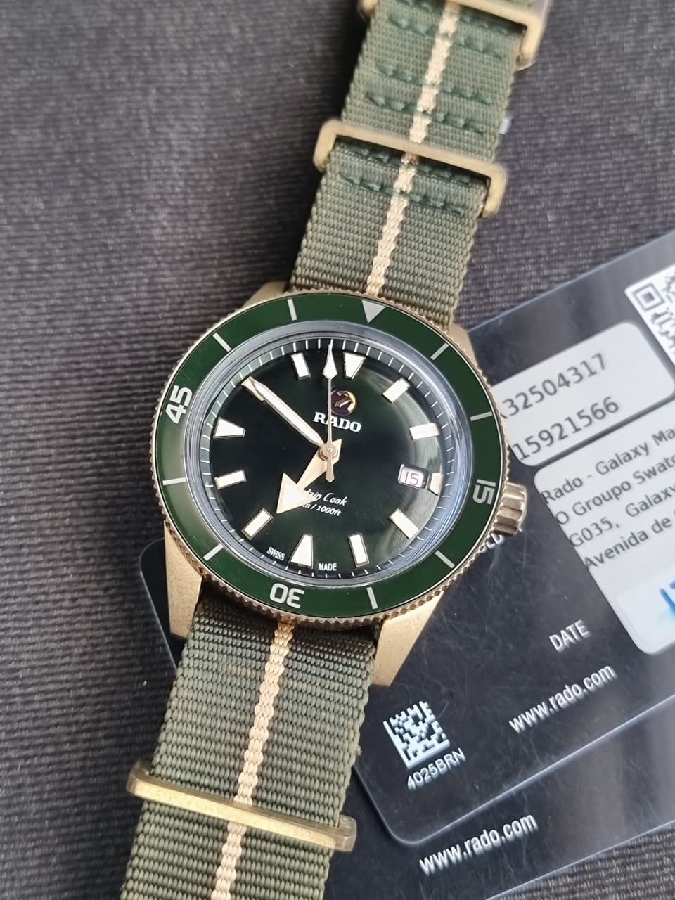 Rado Captain Cook Automatic Bronze Green Dial 42mm Men's Watch – R32504317 (Condition 8/10)