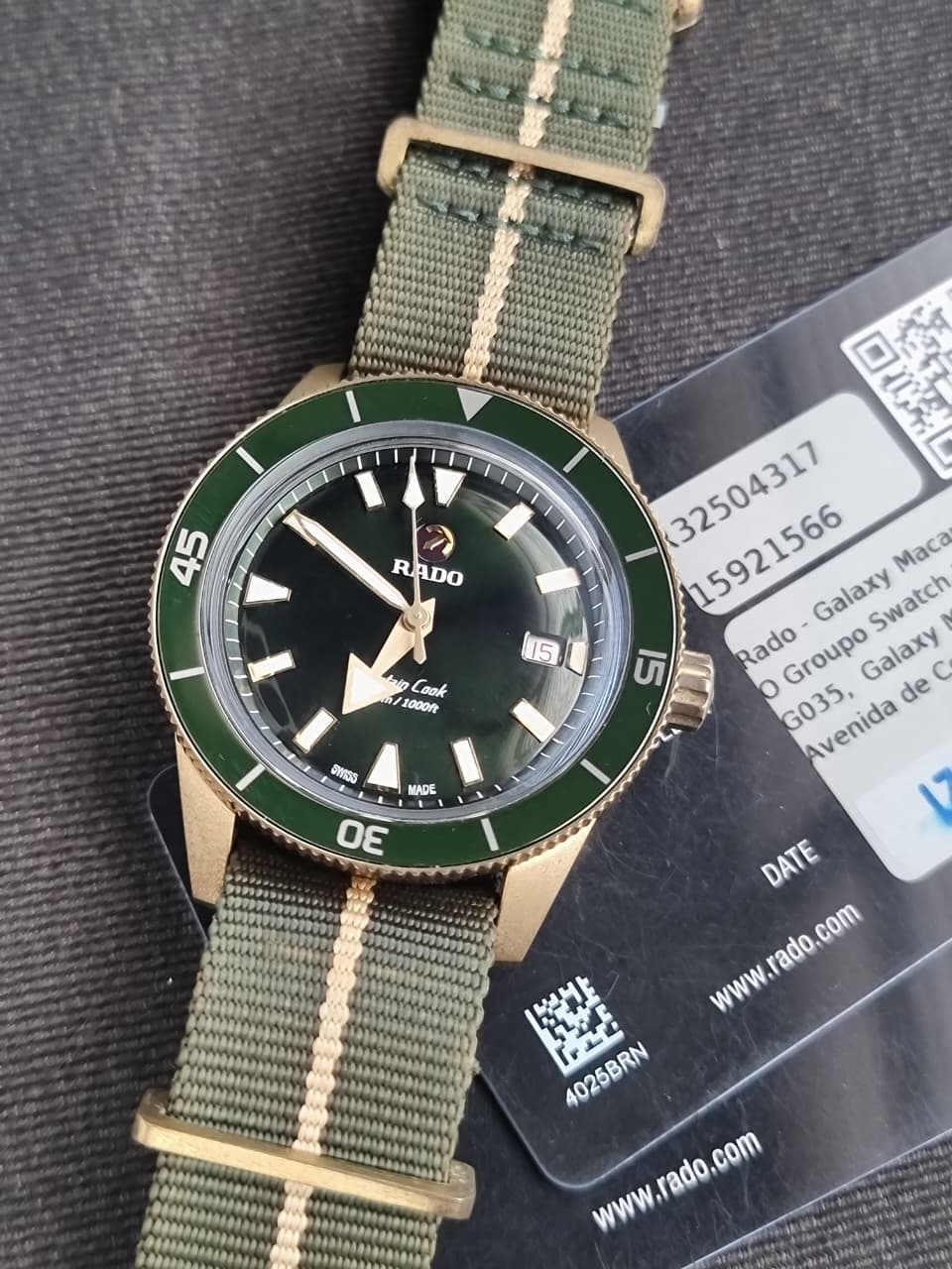 Rado Captain Cook Automatic Bronze Green Dial 42mm Men's Watch – R32504317 (Condition 8/10)