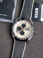 HUGO BOSS Center Court Chronograph Brass Dial Black Hybrid Strap Men's Watch – 1514024