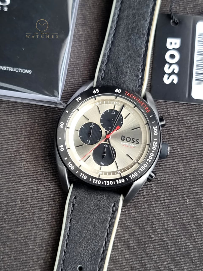 HUGO BOSS Center Court Chronograph Brass Dial Black Hybrid Strap Men's Watch – 1514024 Main Image