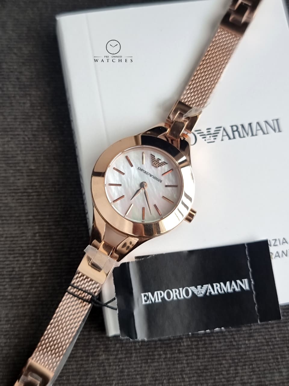 Emporio Armani Classic Mother of Pearl Dial Stainless Steel Women's Watch – AR7329