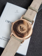 Emporio Armani Classic Silver Dial Beige Leather Strap Men's Watch – AR2464
