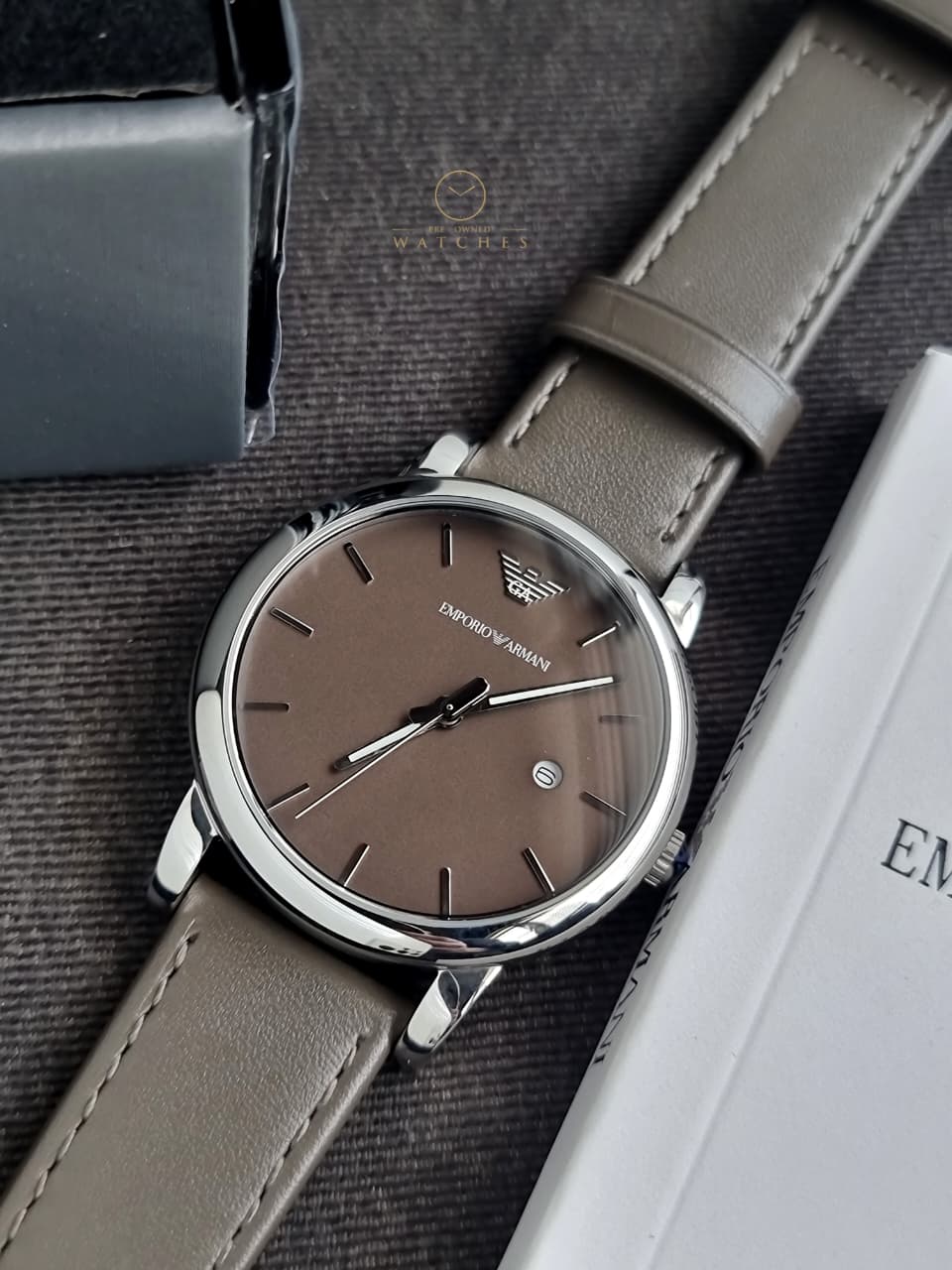 Emporio Armani Classic Brown Dial Brown Leather Strap Men's Watch – AR1729