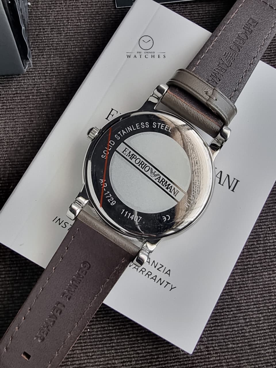 Emporio Armani Classic Brown Dial Brown Leather Strap Men's Watch – AR1729