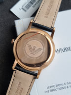 EMPORIO ARMANI Classic Black Leather Strap Black Dial Quartz Watch for Gents - AR2425