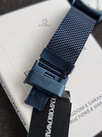 EMPORIO ARMANI Luigi Blue Mesh Bracelet White Dial Quartz Watch for Gents - AR11025