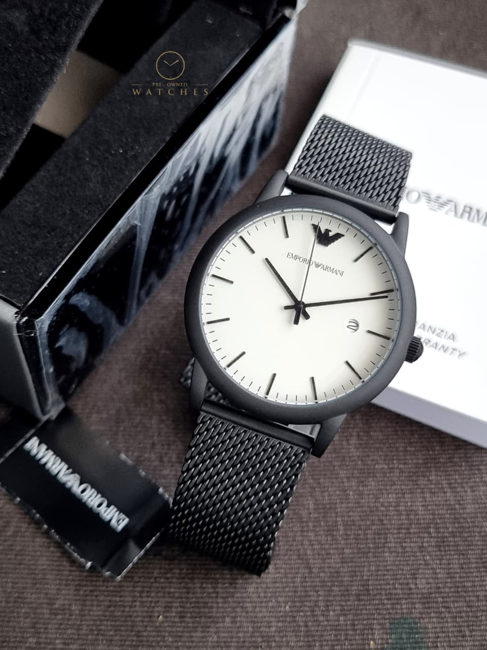 Emporio Armani AR11046 Black Mesh White Dial 43mm Men’s Watch