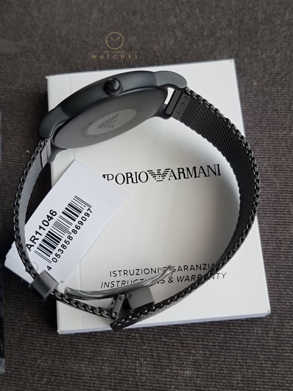 Emporio Armani AR11046 Black Mesh White Dial 43mm Men’s Watch
