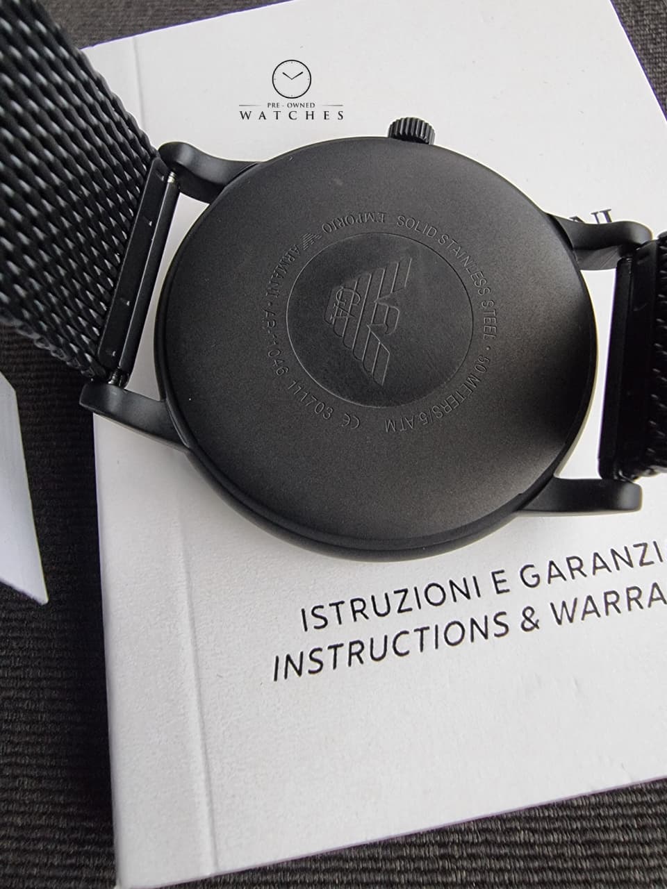 Emporio Armani AR11046 Black Mesh White Dial 43mm Men’s Watch