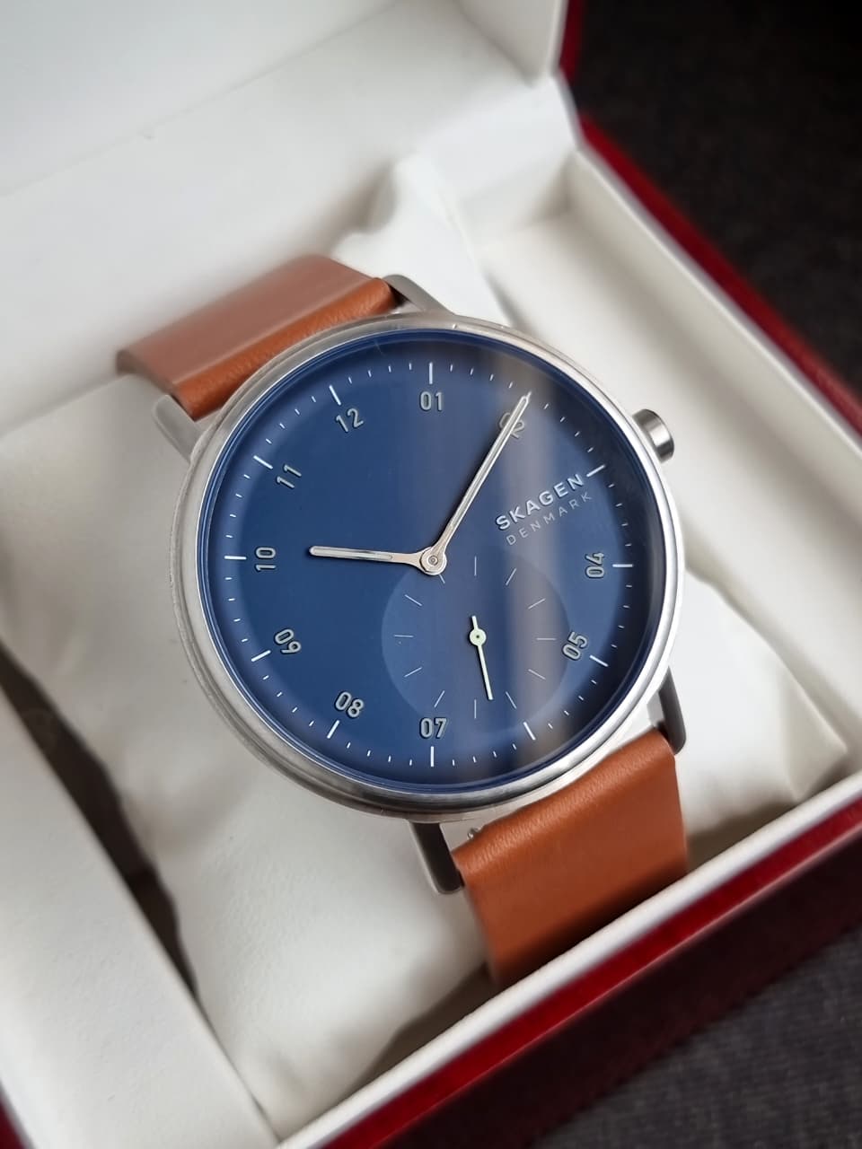 Skagen Kuppel Blue Dial Brown Leather Men's Watch – SKW6888
