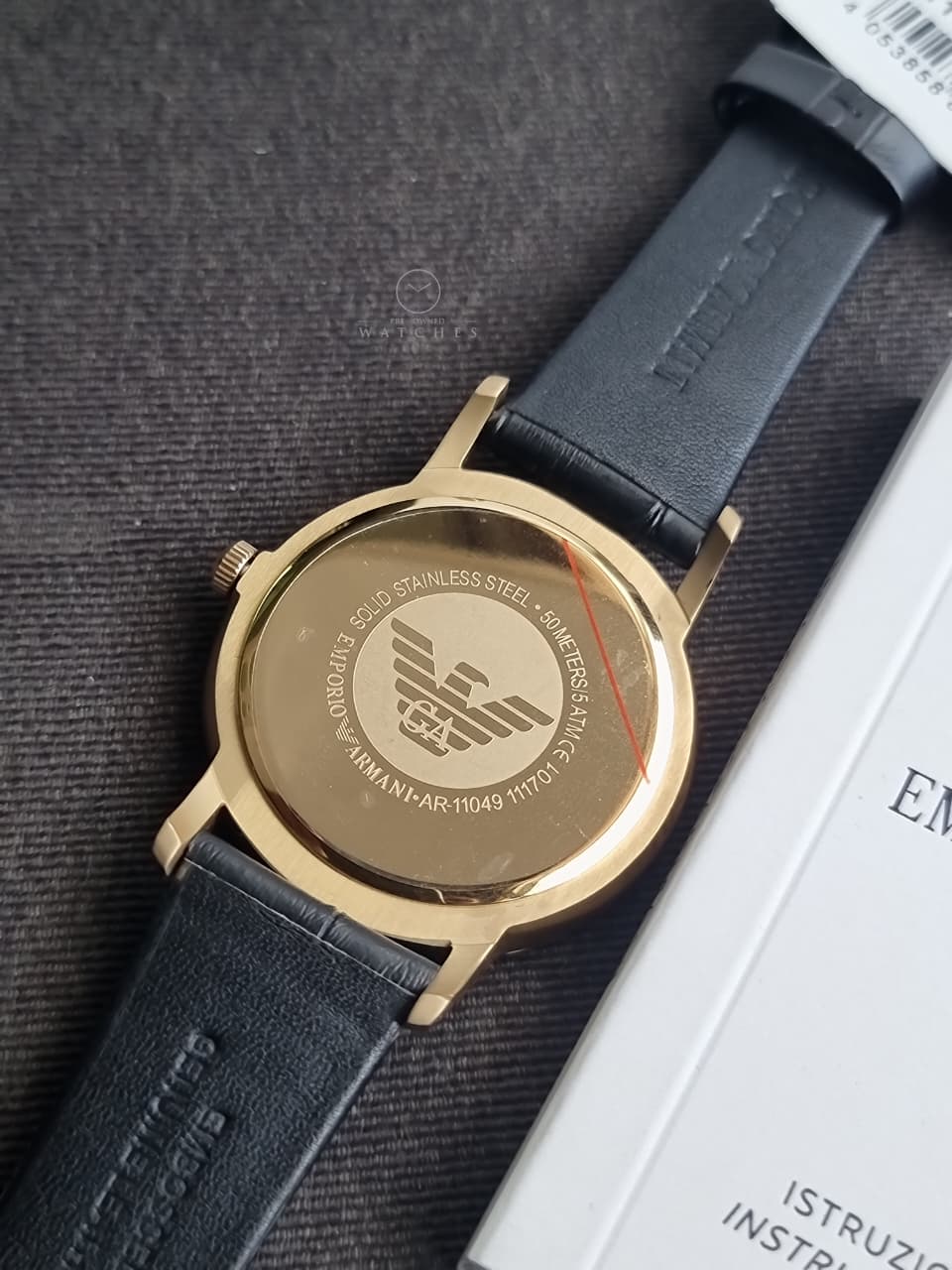 Emporio Armani Renato Grey Dial Black Leather Men's Watch – AR11049