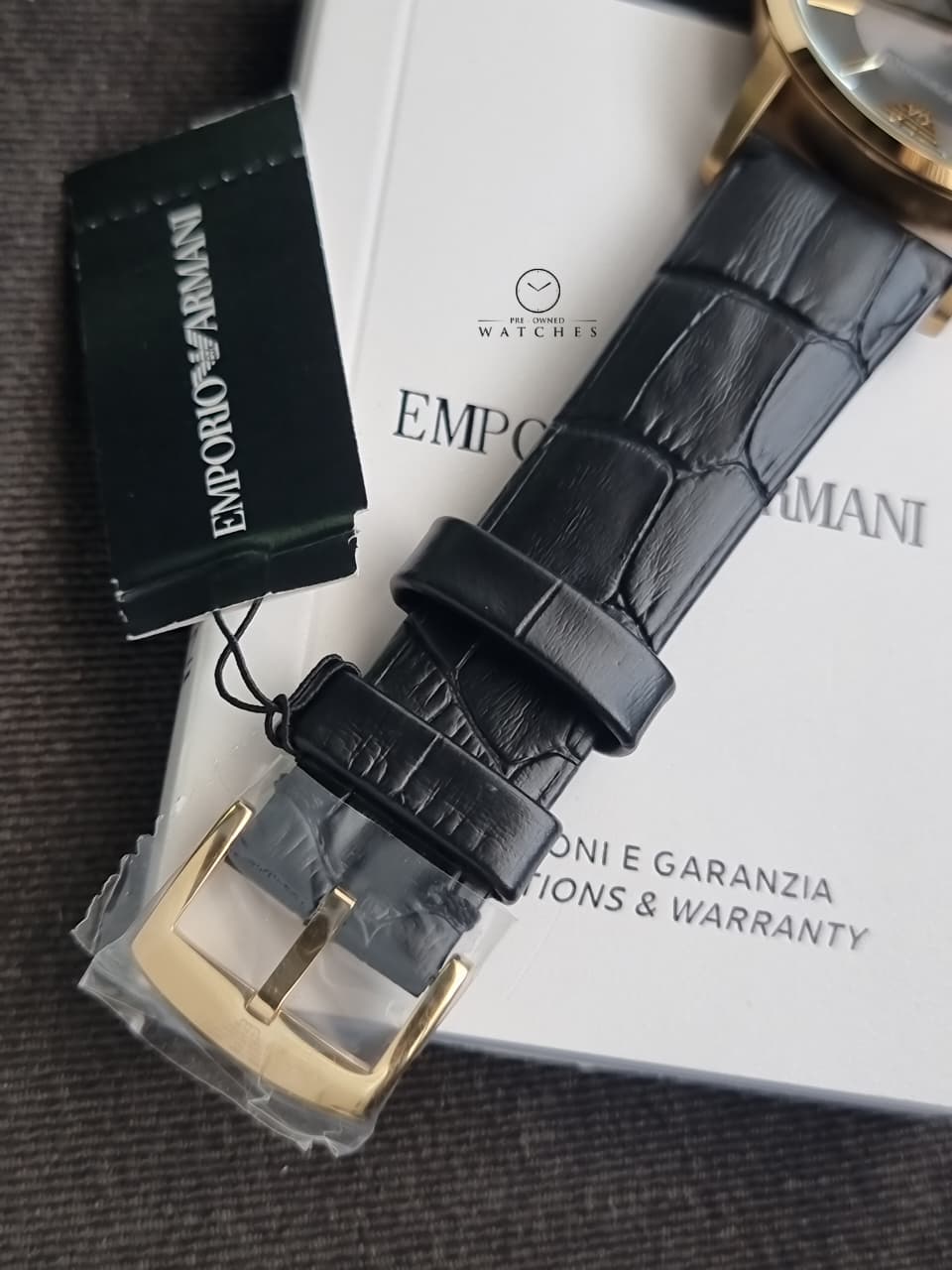Emporio Armani Renato Grey Dial Black Leather Men's Watch – AR11049