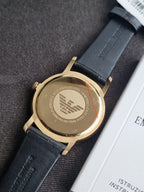 Emporio Armani Renato Grey Dial Black Leather Men's Watch – AR11049