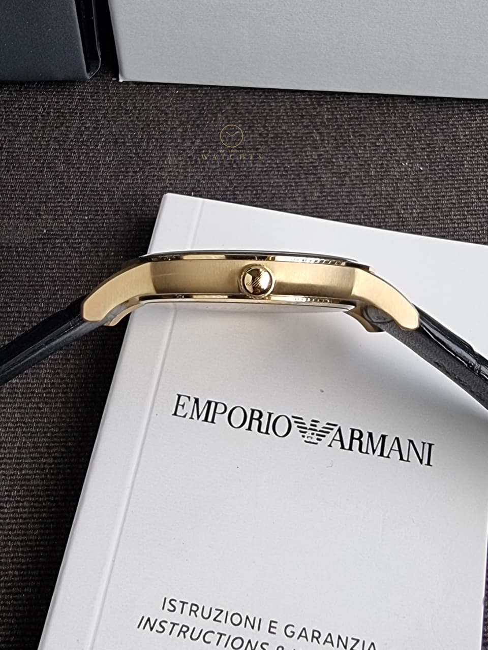 Emporio Armani Renato Grey Dial Black Leather Men's Watch – AR11049