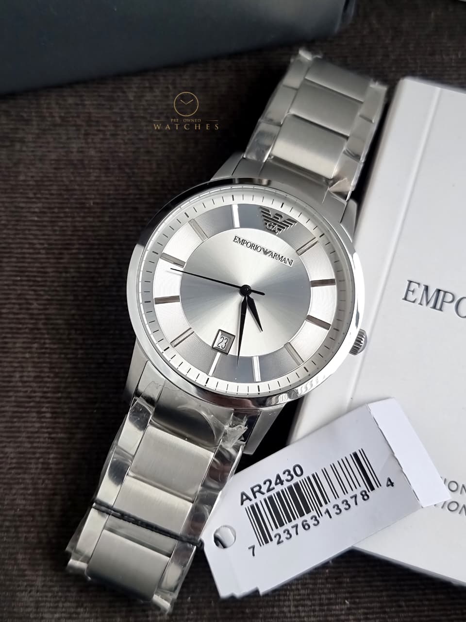 Emporio Armani Classic Silver Dial Stainless Steel Men’s Watch – AR2430
